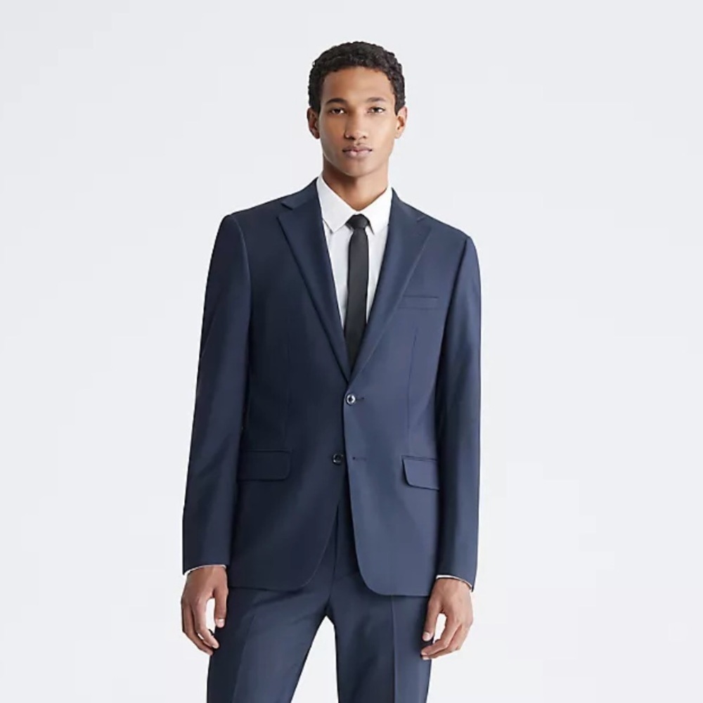 NWT Calvin Klein Malbin Slim-Fit Infinite Stretch Suit Jacket Navy Blue 36R